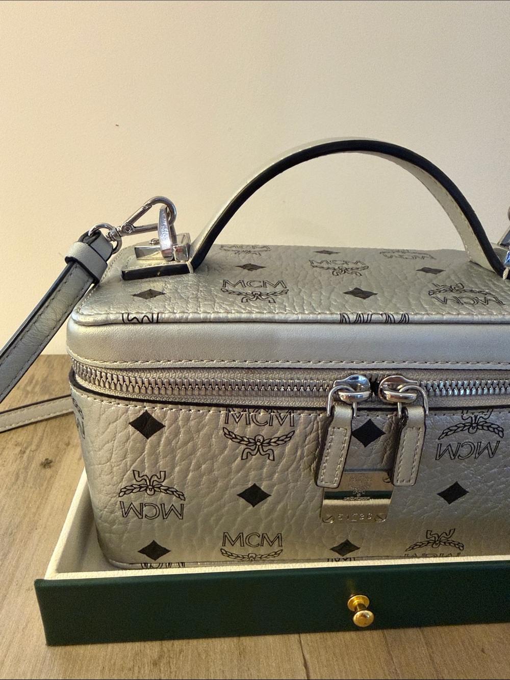 MCM Rockstar Silver Vanity Handbag with OG Strap and COA - Picture 6 of 16